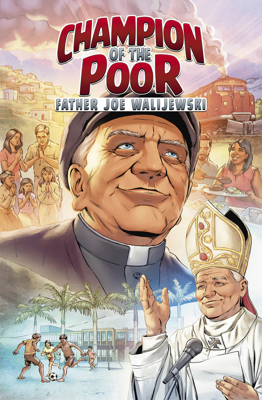 This action-packed, full-color comic book biography tells the inspiring life story of Father Joe Walijewski, priest of the Diocese of La Crosse, Wisconsin and founder of the Casa Hogar orphanage in Peru. From his days as an impressionable young boy in Michigan, where he discovered a unique call to the priesthood, to his daring adventures as a missionary in South America, readers are immersed into the heroic actions of a courageous Champion of the Poor.

This project is a collaboration between Voyage Comics and the Father Joseph Walijewski Legacy Guild of the Diocese of La Crosse.

For more information on Father Joseph Walijewski, go to frjoesguild.org