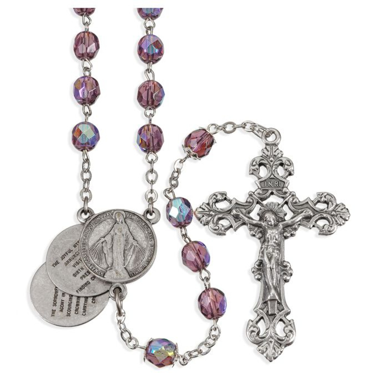 Exquisite 7mm Amethyst Mystery Center Rosary