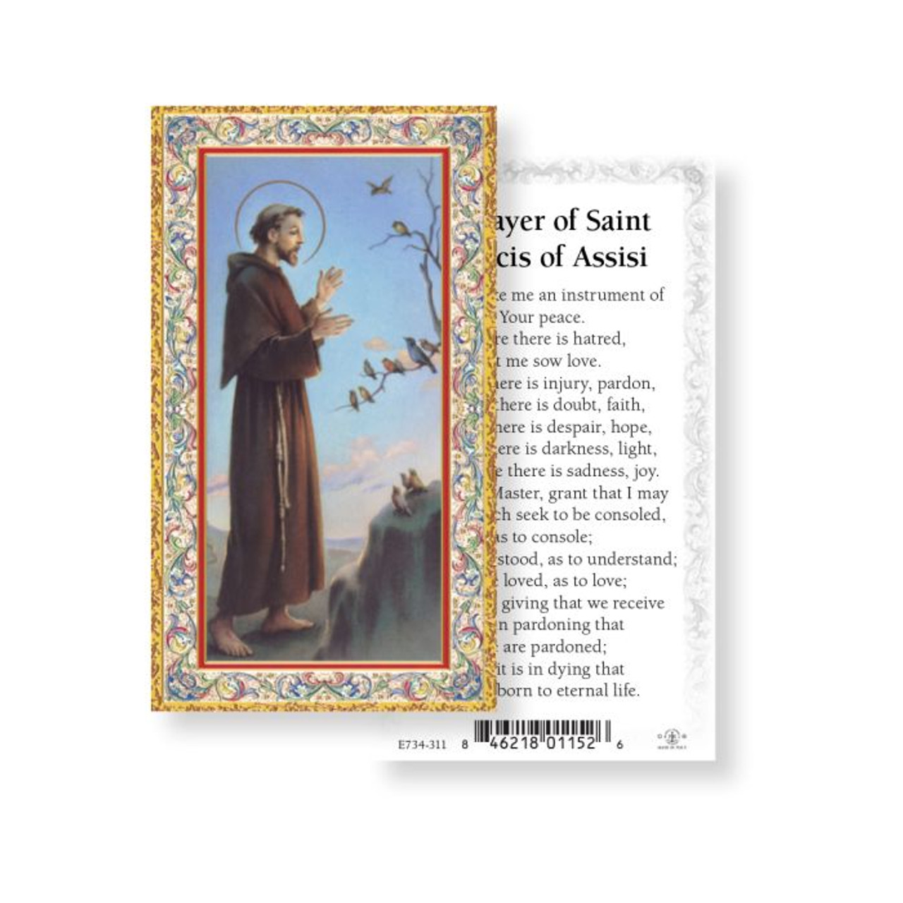 St. Francis Prayer for Peace Holy Card