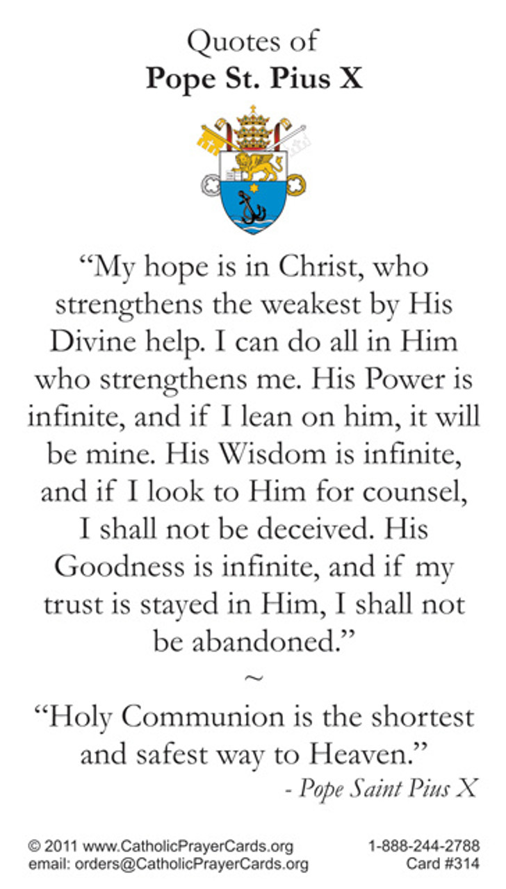 Pope Saint Pius X Prayer Card