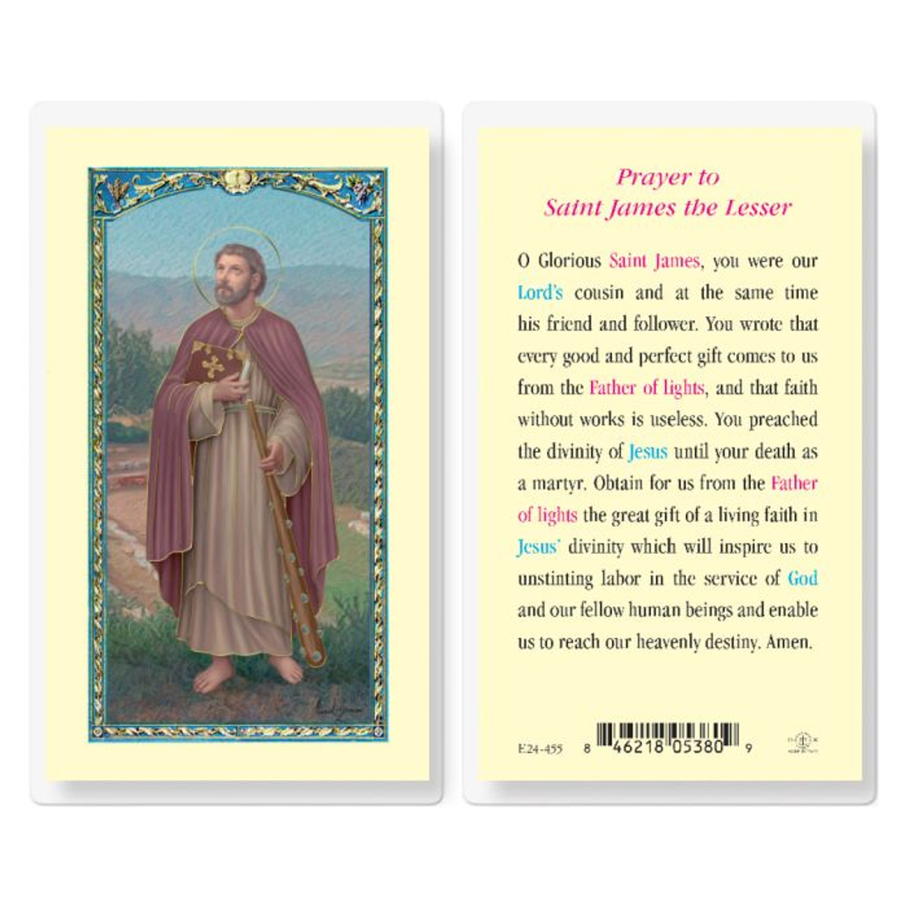 Prayer to Saint James The Lesser Laminated Holy Card
