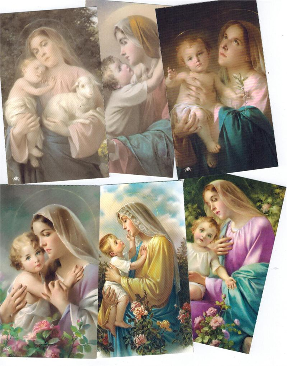Assorted Blessed Mother Images Blank Prayer Card-no text