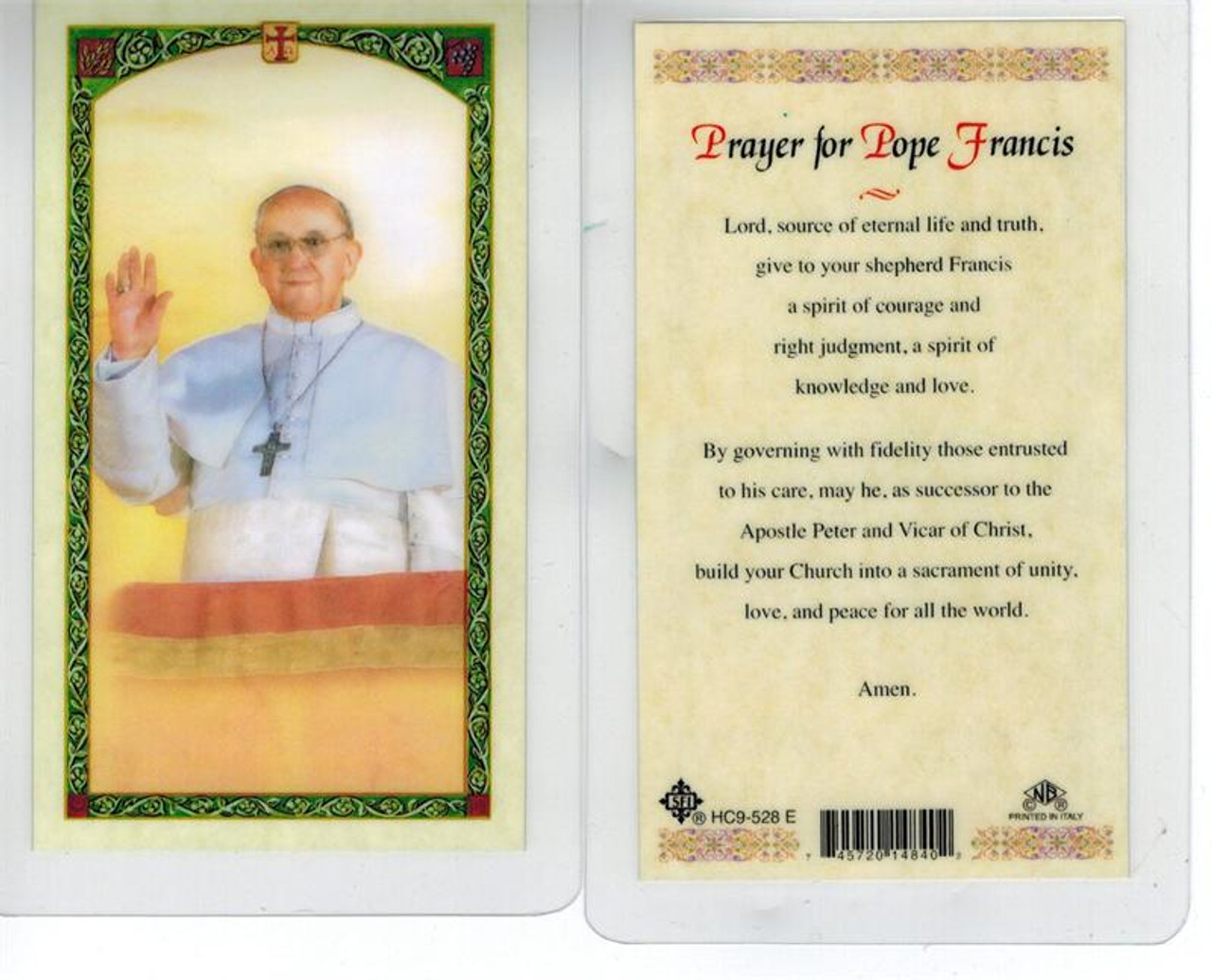 Prayer for Pope Francis-Laminated