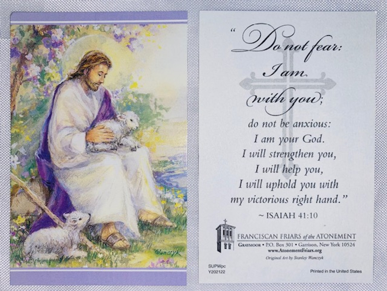 "Do Not Fear I Am With You"  Lovely Holy Card