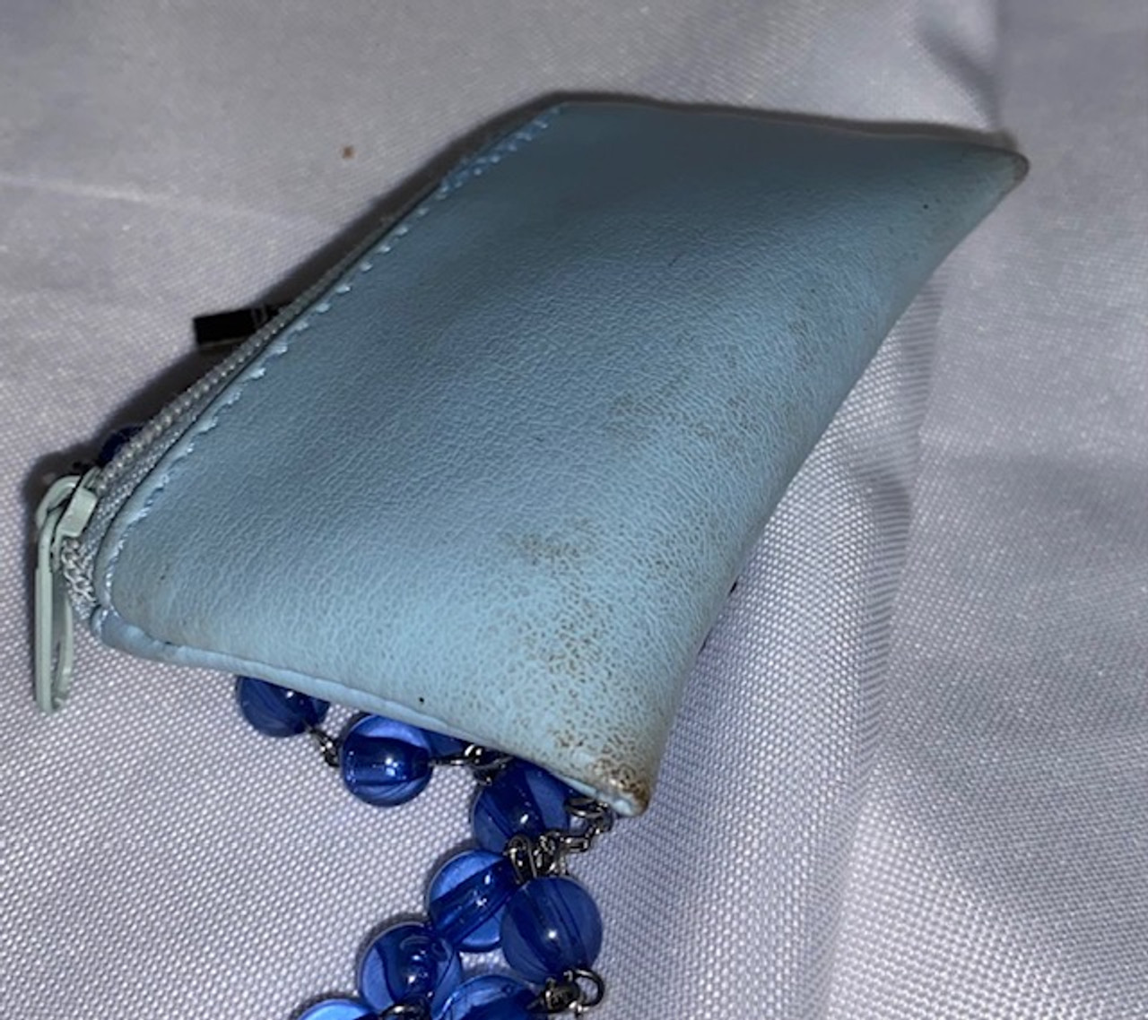 Inexpensive Blue Plastic Bead Rosary with Vintage Case