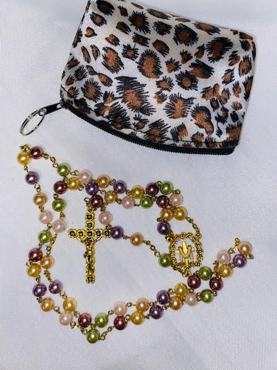Beautiful Gold-Tone Rosary with Zippered Case
