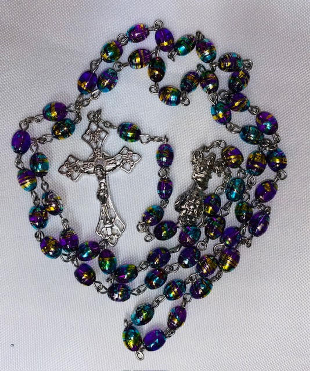 Colorful, Unique Vintage Rosary with Sturdy Case