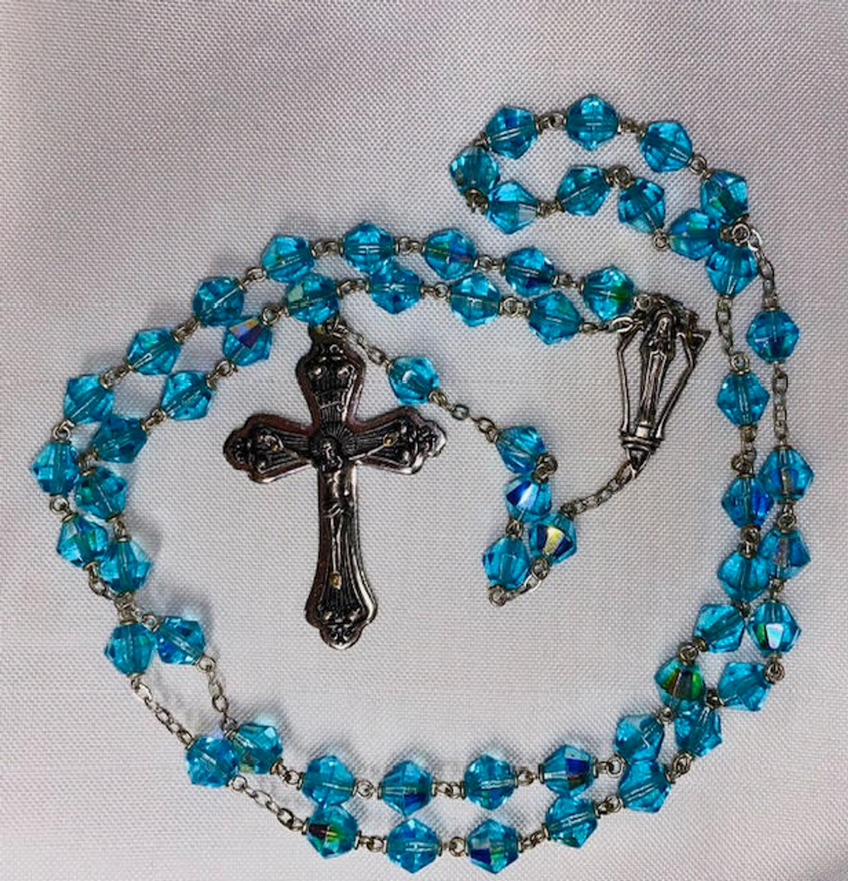 Stunning Vintage Rosary - Turquoise Beads & Sequin Case