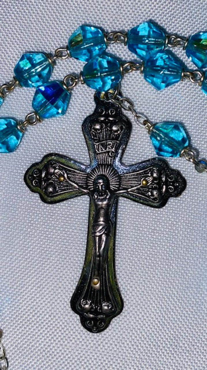 Stunning Vintage Rosary - Turquoise Beads & Sequin Case