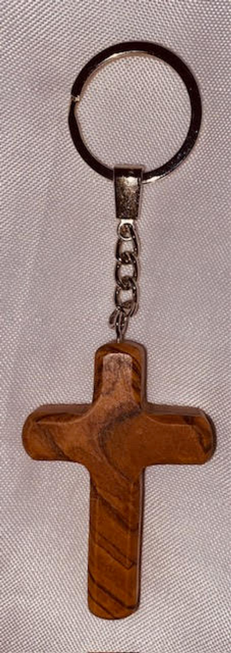 Holy Land Olive Wood Cross Key Chain - only 1 available