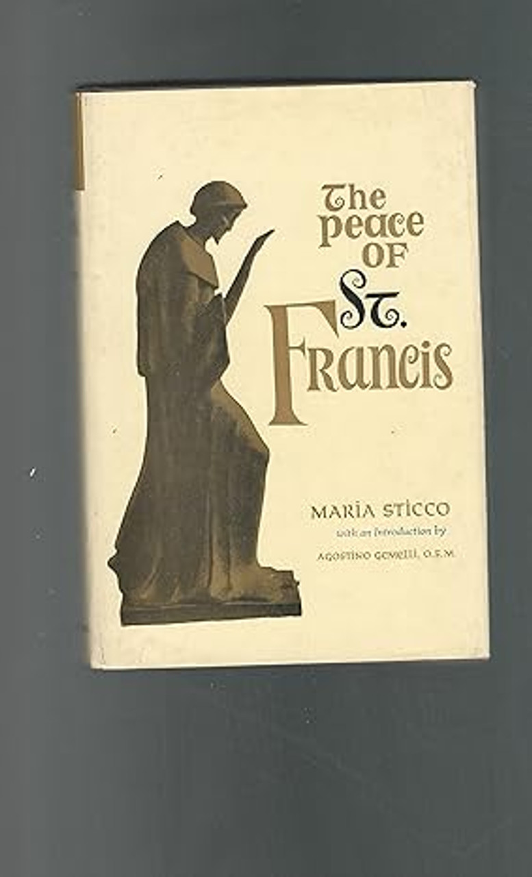 The peace of St. Francis Hardcover – January 1, 1962 by Maria Sticco (Author) - 
THIS IS A USED BOOK WITH A FRAYED WORN OUT COVER AND STAINED PAGES BUT WORTH IT FOR THE BARGAIN PRICE OF .99 CENTS!  -  THIS IS A BEAUTIFU BOOK - WITH FULL-COLOR REPRODUCTIONS OF PAINTINGS OF ST. FRANCIS.   The peace of St. Francis Hardcover – January 1, 1962 by Maria Sticco (Author) - 
THIS IS A USED BOOK WITH A FRAYED WORN OUT COVER AND STAINED PAGES BUT WORTH IT FOR THE BARGAIN PRICE OF .99 CENTS!  -  THIS IS A BEAUTIFU BOOK - WITH FULL-COLOR REPRODUCTIONS OF PAINTINGS OF ST. FRANCIS.
