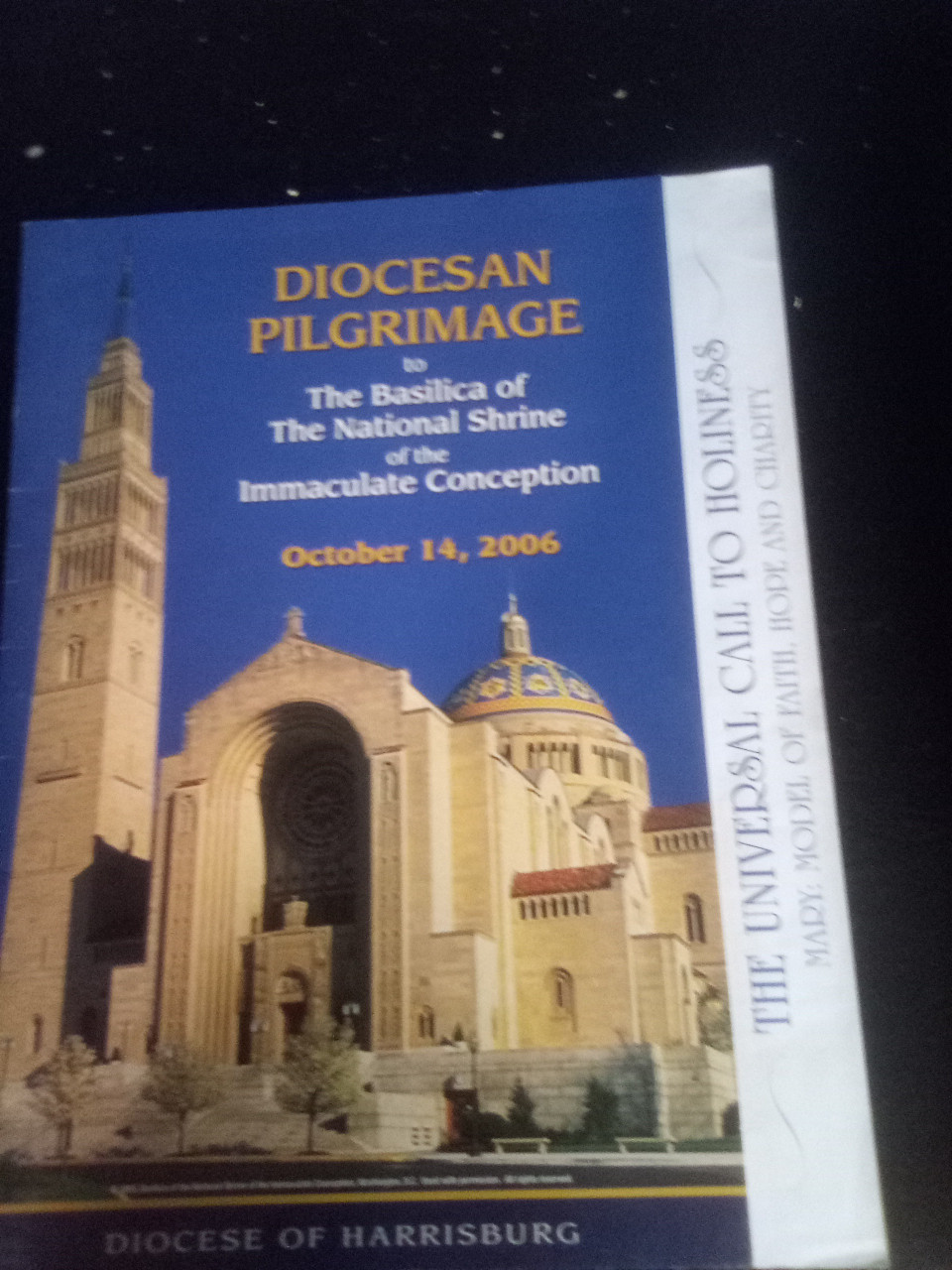 DIOCESAN PILGRIMAGE TO THE BASILICA OF THE NATIONAL SHRINE OF THE IMMACULATE CONCEPTION - 

THIS USED BOOK IS IN OKAY CONDITION. - A PILGRIMAGE SCHEDULE AT THE BASILICA WITH THE ROSARY AND THE EUCHARIST.