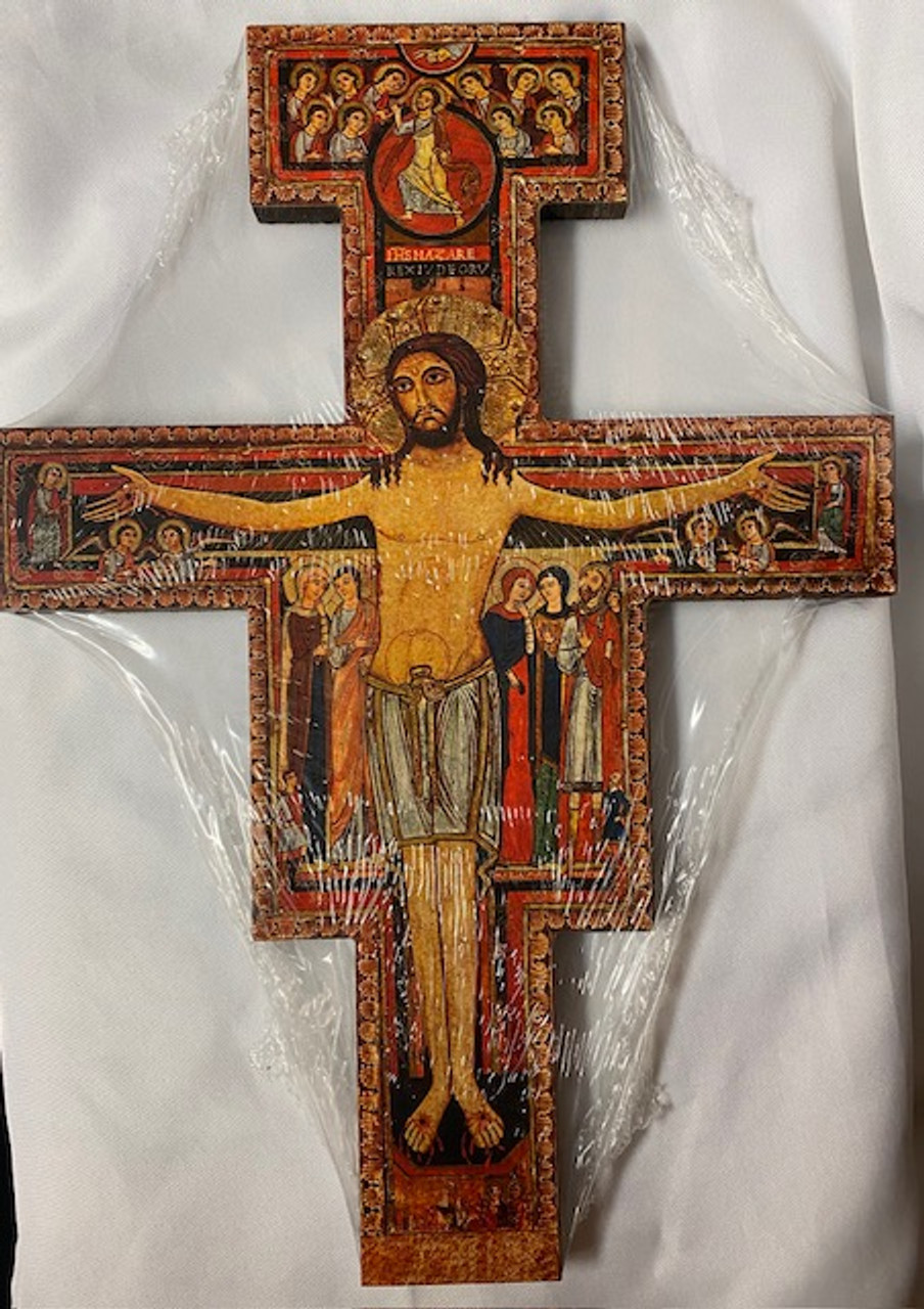 16" San Damiano Cross with Gold Accents - Made in Italy