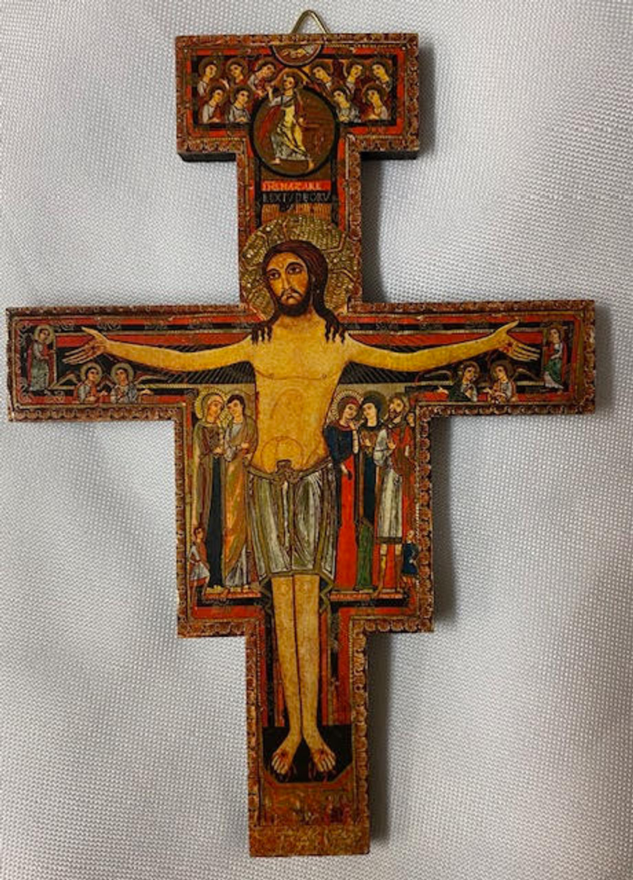 5" San Damiano Wall Cross with Gold Accents - Made in Italy
