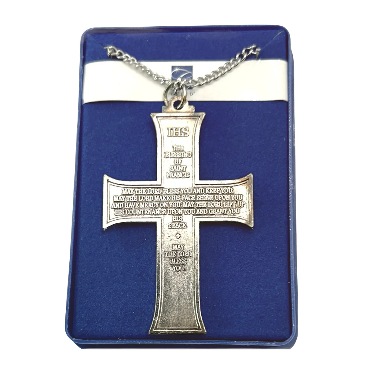 Saint Francis of Assisi Medal Cross Pendant with Blessing of Saint Francis