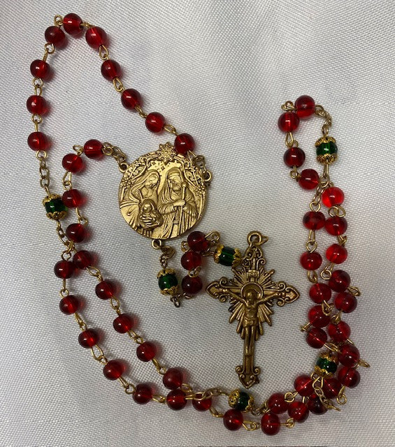 Vintage Christmas Rosary - red/green plastic beads