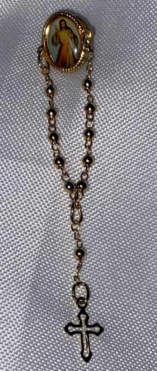 Divine Mercy Gold Finish Oval Lapel Pin