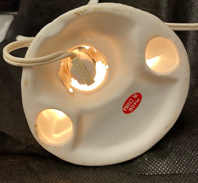 Vintage Porcelain Guardian Angel  With Children - Gold Tipped Wings - Electric Night Light. 7" high