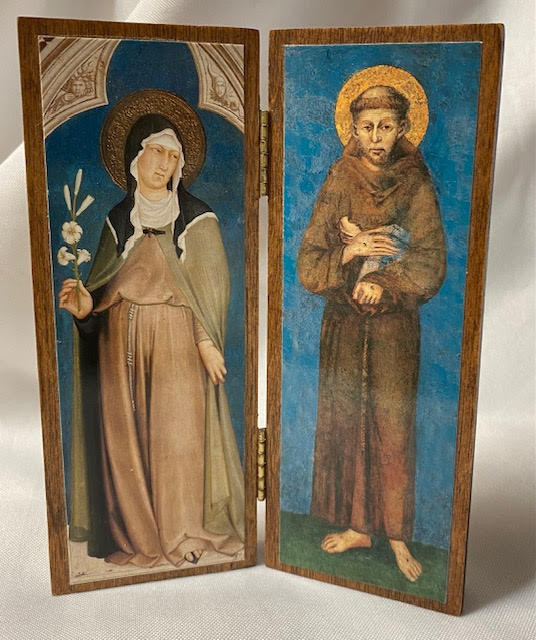 Vintage St. Francis and St. Clare Diptych 