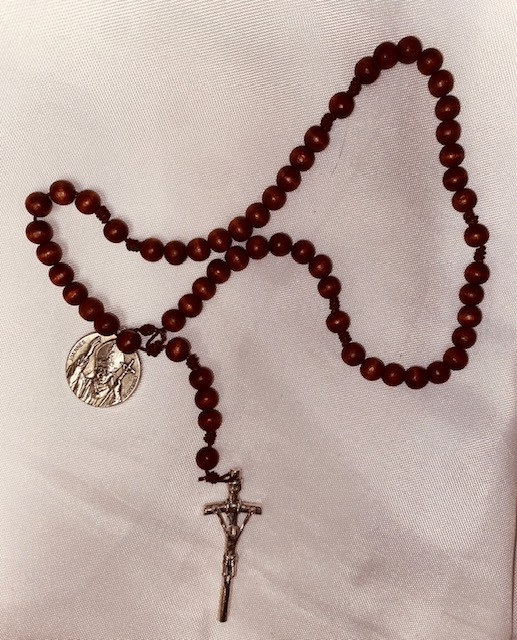 Pope St. John Paul II Cord Rosary - Handcrafted with Vintage Crucifix & Medal