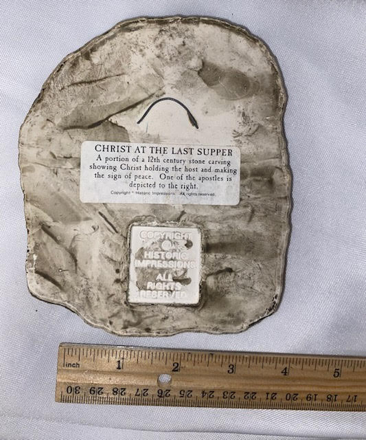 Christ at the Last Supper Wall Plaque - Stone Reproduction of original 12th Century 