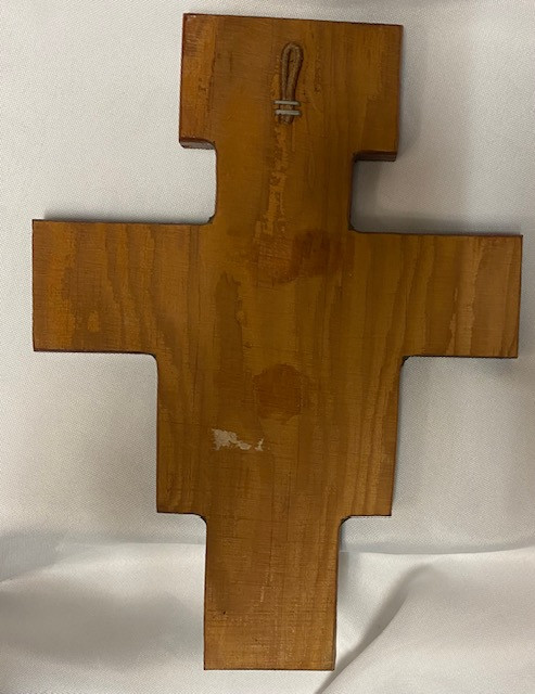 Unique Vintage 10" San Damiano Wall Cross - Epoxy Coating - Solid Wood