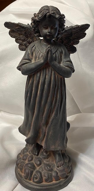 12" Black Wood Angel Statue