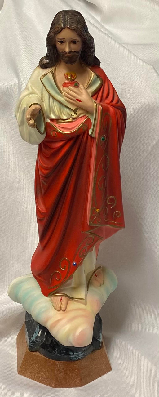 Vintage  13" Sacred Heart of Jesus  Statue - Plastic