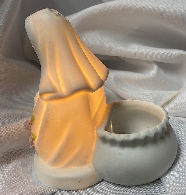 Vintage Working Ceramic Night Light with Votive Holder - Mary & Child