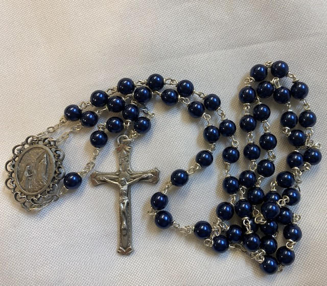 Vintage Pewter Lourdes Rosary with Water Reliquary