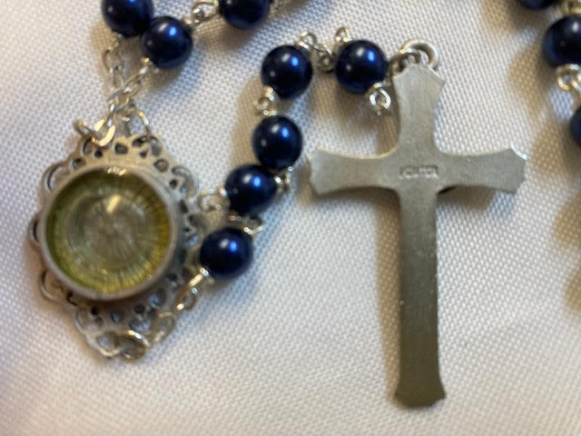 Vintage Pewter Lourdes Rosary with Water Reliquary
