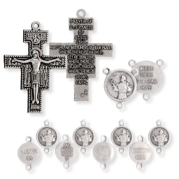St. Francis Rosary with San Damiano Cross - plain wood beads