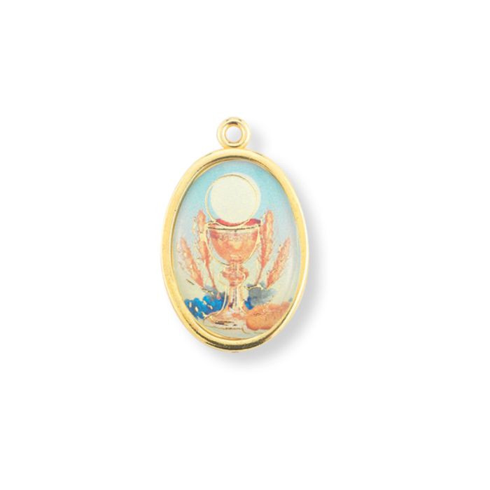1" First Communion  Chalice Gold Finish Picture Medal