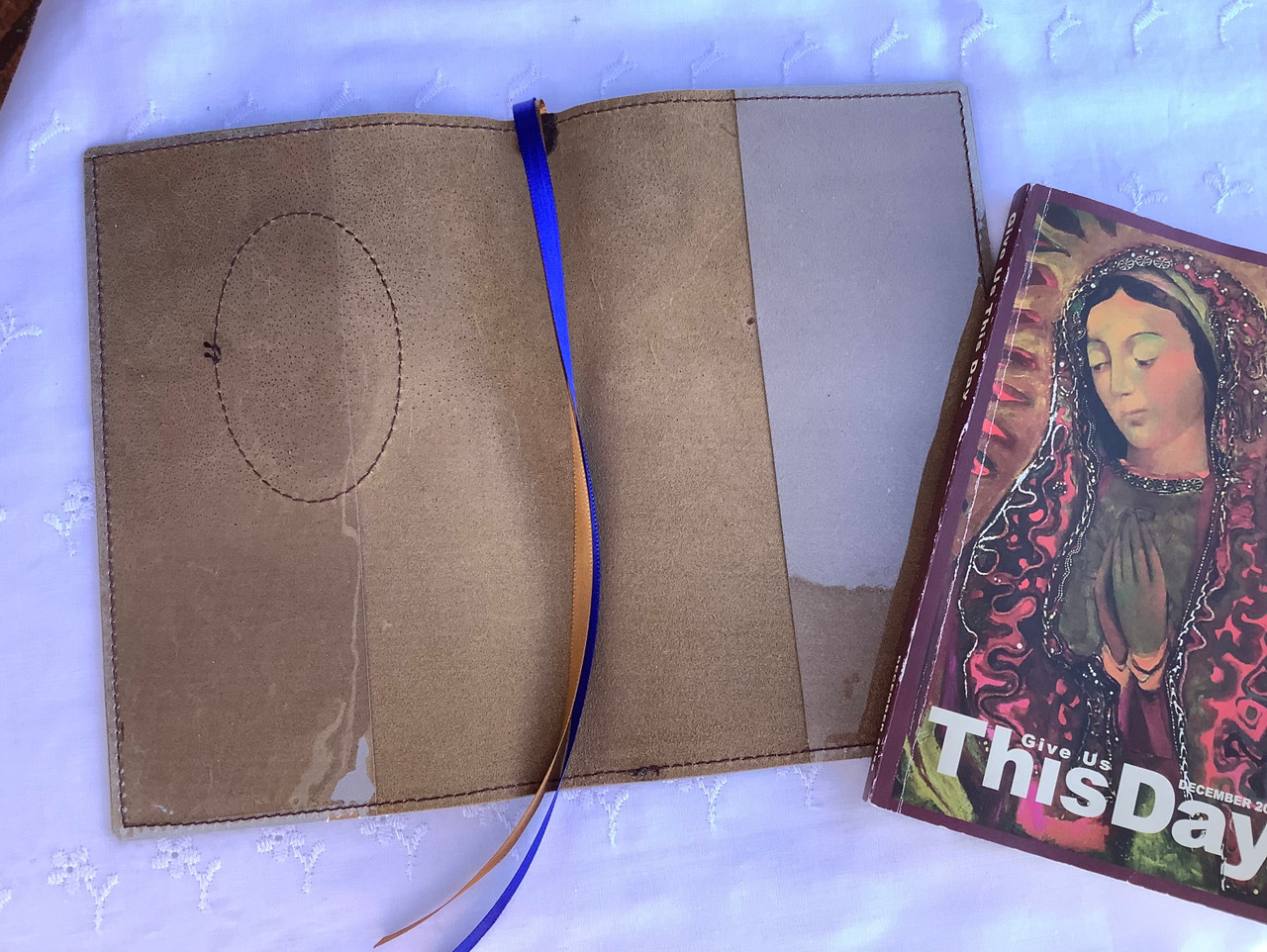 Miraculous Medal - Magnificat/Give Us This Day Handcrafted Leather Cover Standard Size