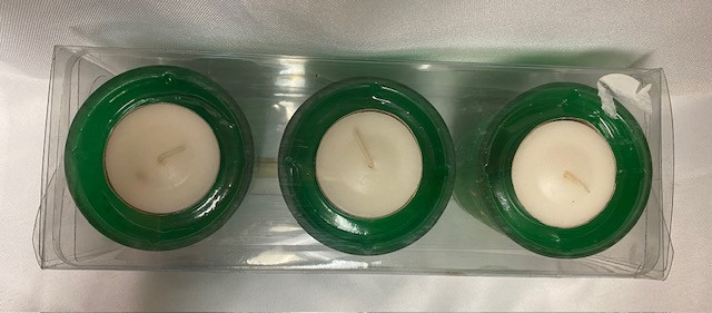 JOY-PEACE-LOVE   3 Votive candle holders with tea lights.  Unopened/unused