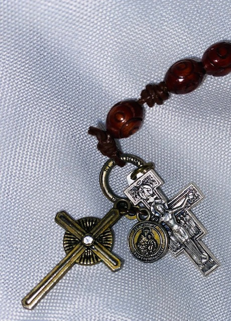 Unique St. Anthony Rosary with Vintage Carved Beads  and Crucifix Bundle