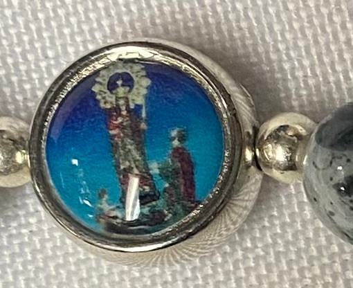 Tau Bead Bracelet on Stretchy Nylon Cord with Marian/Francis Bead