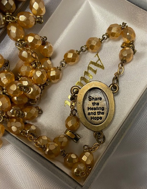 Vintage Autom - Never Used Brown Teardrop Rosary - Beautiful