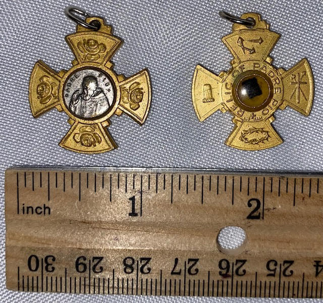 Vintage Padre Pio Medal with 3rd Class Relic