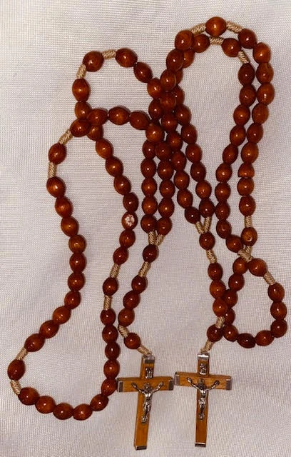Wood Bead Rosary with Wood/Metal Crucifix - Limited Quantity 
