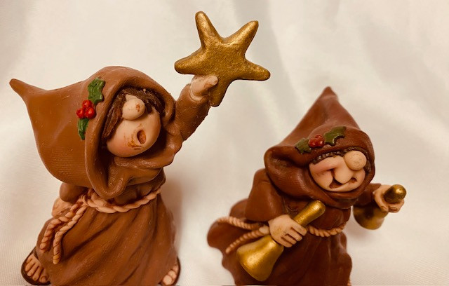 Set of 2 Vintage Holiday Friars 