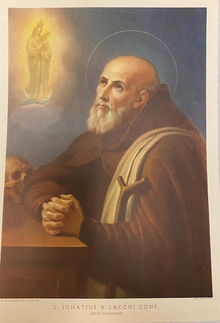 Vintage Italian  Franciscan Frameable Print - S. Ignatius A Laconi Conf.
