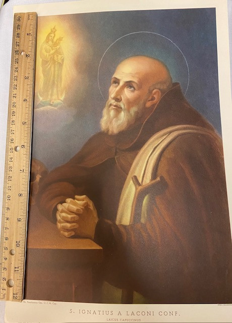 Vintage Italian  Franciscan Frameable Print - S. Ignatius A Laconi Conf.