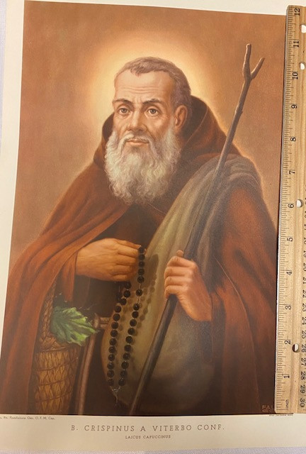 Vintage Italian Frameable Print - Blessed Crispinus A Viterbo