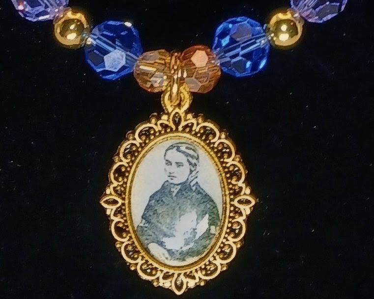Beautiful Saint Bernadette Soubirous of Lourdes pendant on 18 inch Princess necklace with Crystal Glass Beads