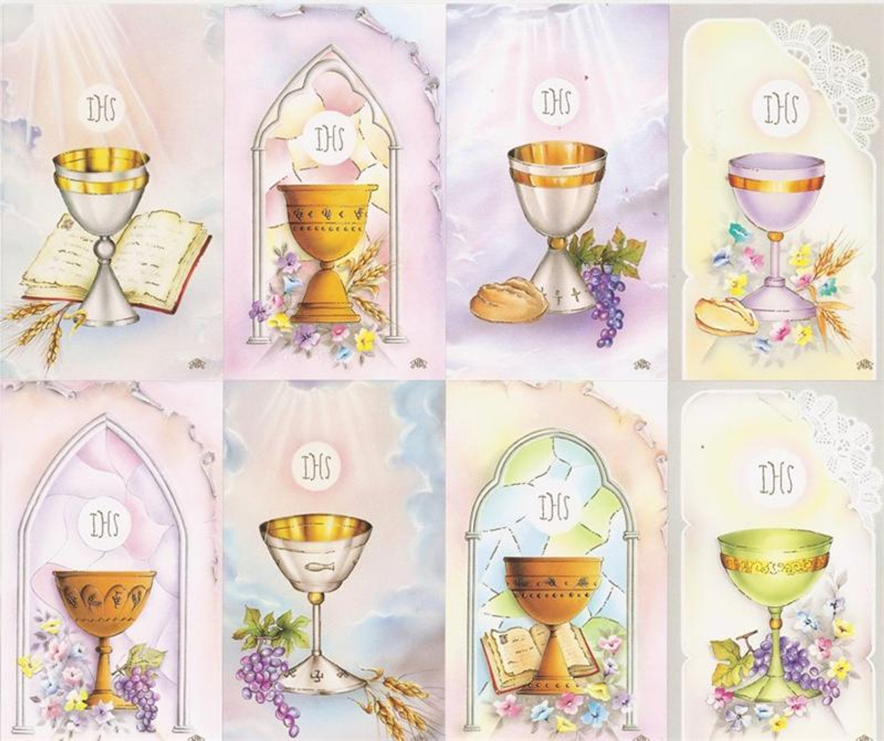 Custom Print First Communion Chalices Holy Cards - Variety (Custom set of 8)