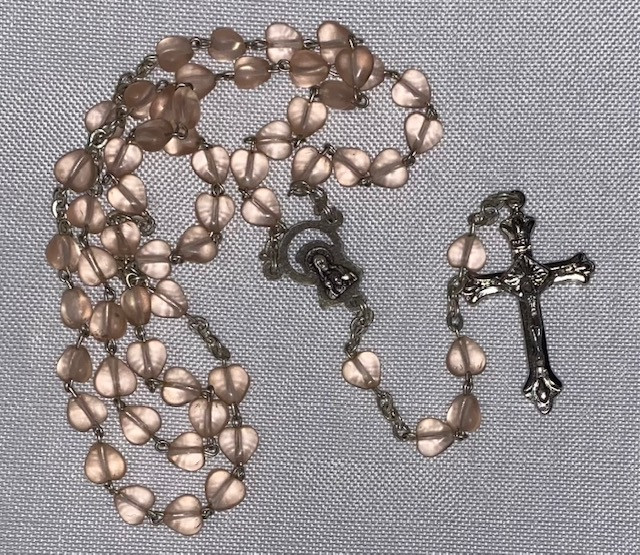 Sweet Pink Rosary with Heart-Shaped Beads