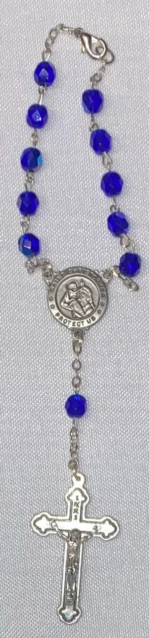 Pewter St. Christopher Rosary Bracelet
