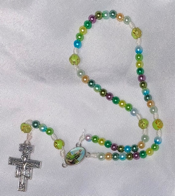 Green Tone St. Jude Rosary with San Damiano Crucifix