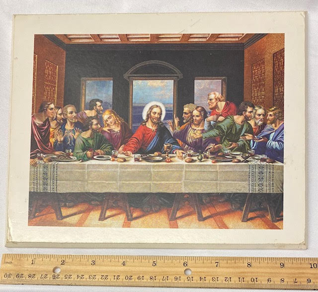 Vintage Last Supper Image on Pressboard